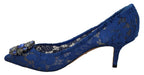 Dolce &amp; Gabbana Blue Lace Crystal Ballet Pumps Shoes