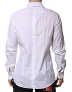 Dolce &amp; Gabbana White Cotton GOLD Long Sleeves Formal Shirt