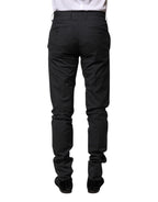 Dolce & Gabbana Gray Striped Cotton Formal Pants