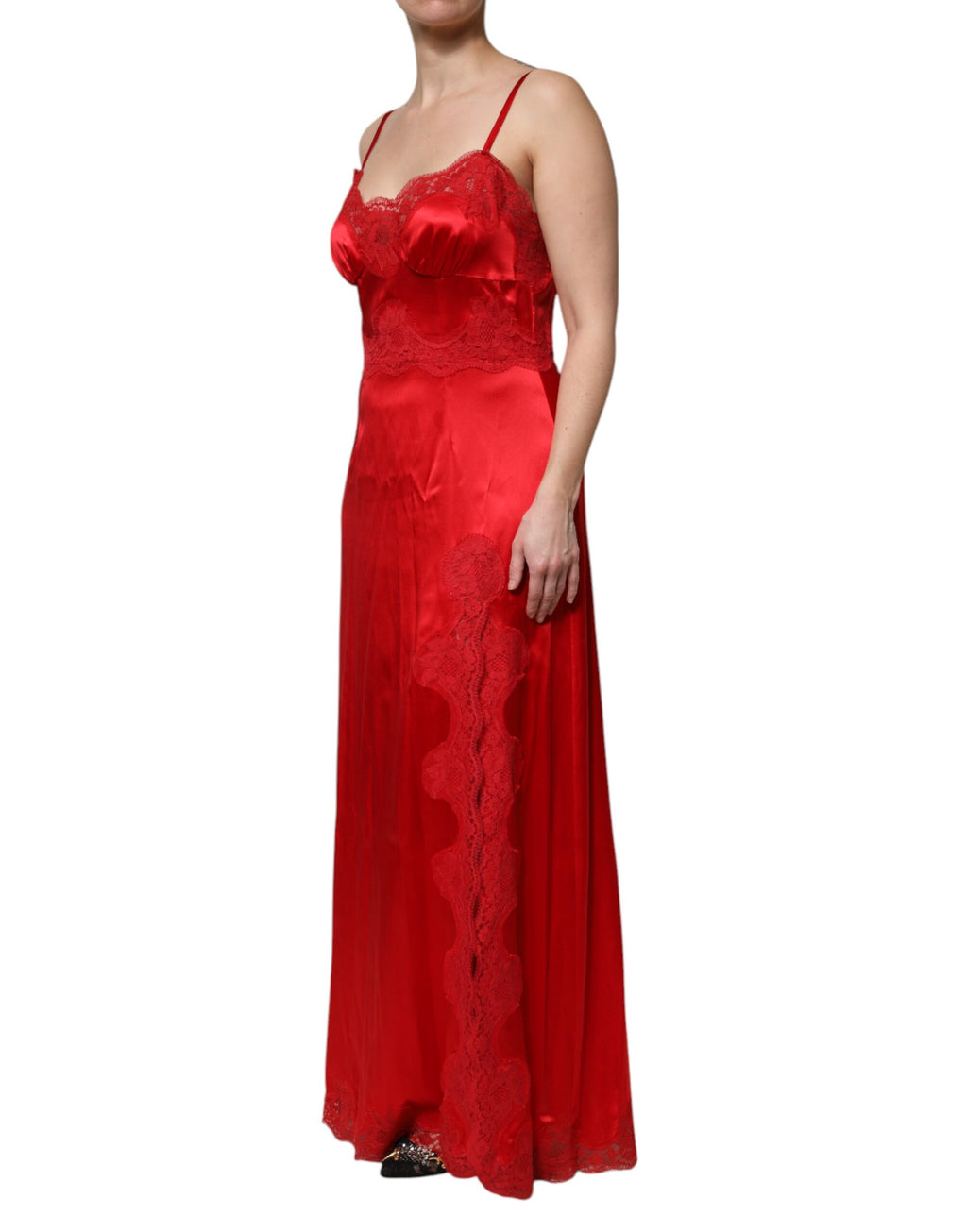 Dolce &amp; Gabbana Red Silk Sleeveless Maxi Long Dress