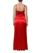 Dolce &amp; Gabbana Red Silk Sleeveless Maxi Long Dress