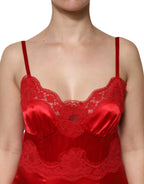 Dolce &amp; Gabbana Red Silk Sleeveless Maxi Long Dress