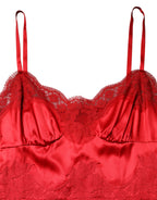 Dolce &amp; Gabbana Red Silk Sleeveless Maxi Long Dress