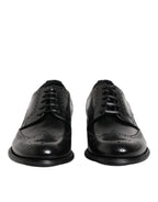 Dolce &amp; Gabbana Black Leather Derby Wingtip Formal Shoes