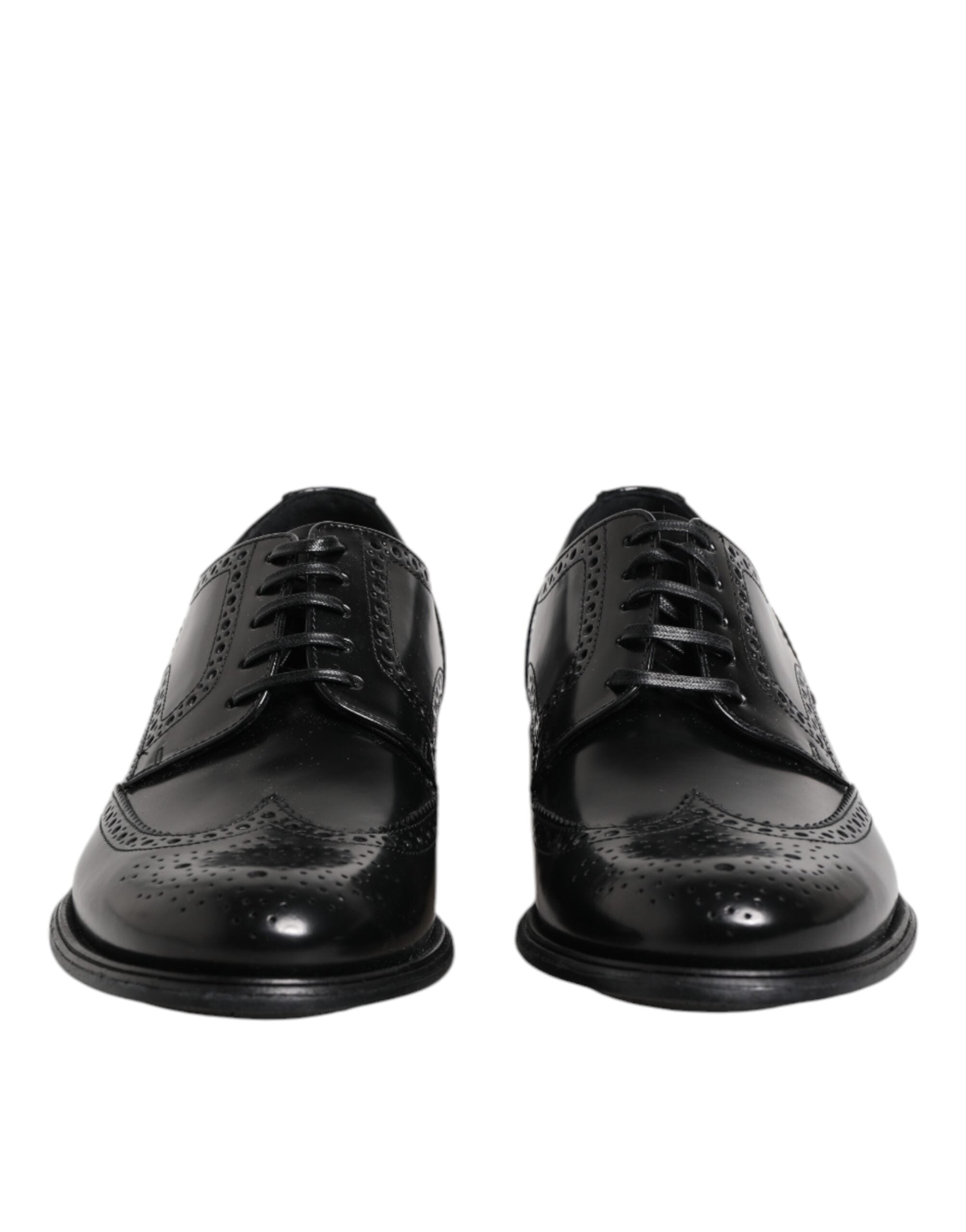 Dolce &amp; Gabbana Black Leather Derby Wingtip Formal Shoes