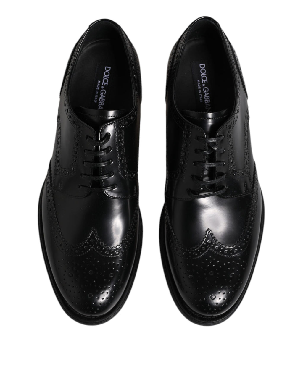 Dolce &amp; Gabbana Black Leather Derby Wingtip Formal Shoes