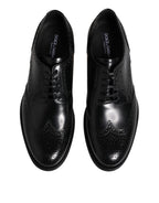 Dolce &amp; Gabbana Black Leather Derby Wingtip Formal Shoes