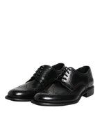 Dolce &amp; Gabbana Black Leather Derby Wingtip Formal Shoes