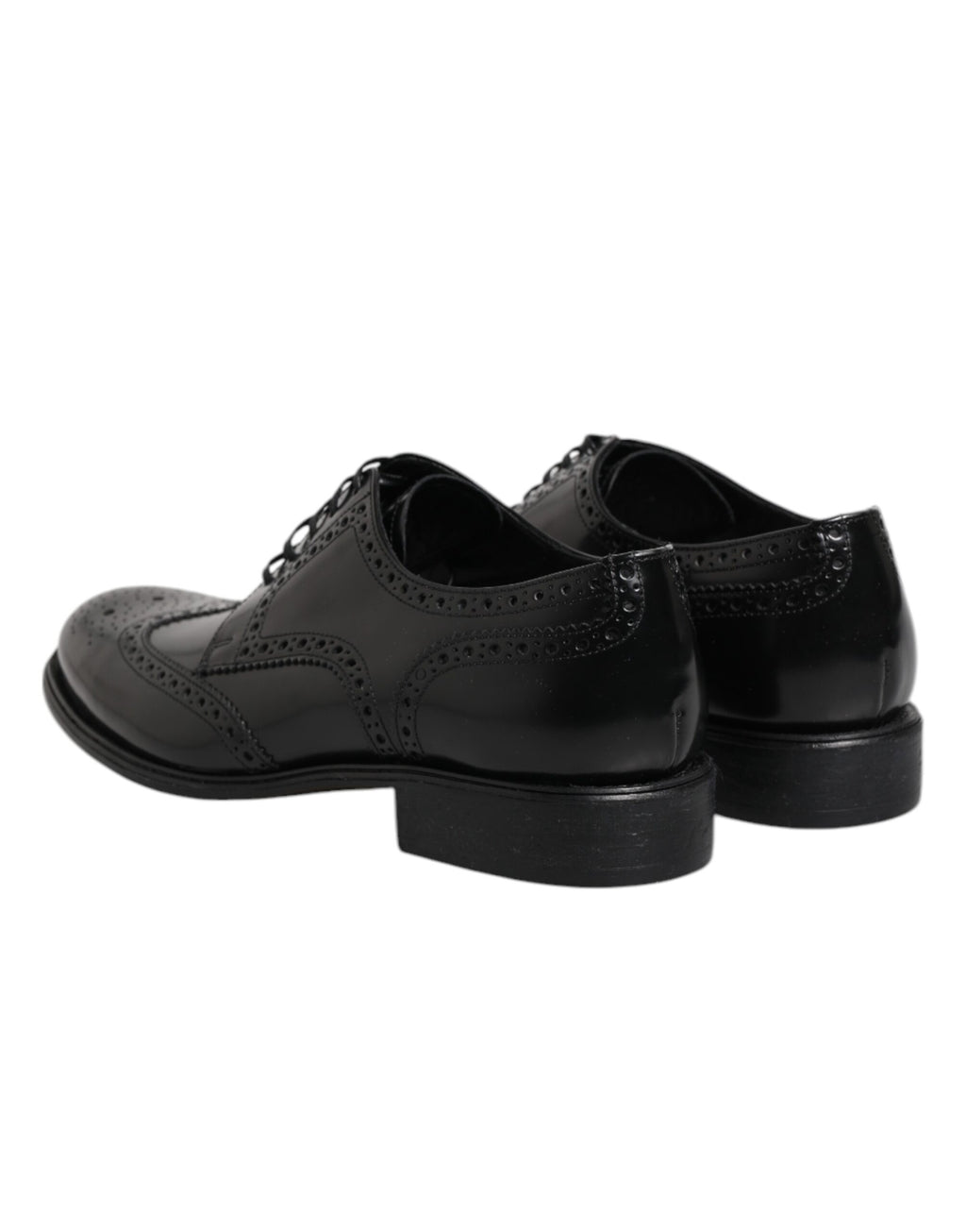 Dolce &amp; Gabbana Black Leather Derby Wingtip Formal Shoes