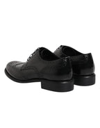 Dolce &amp; Gabbana Black Leather Derby Wingtip Formal Shoes
