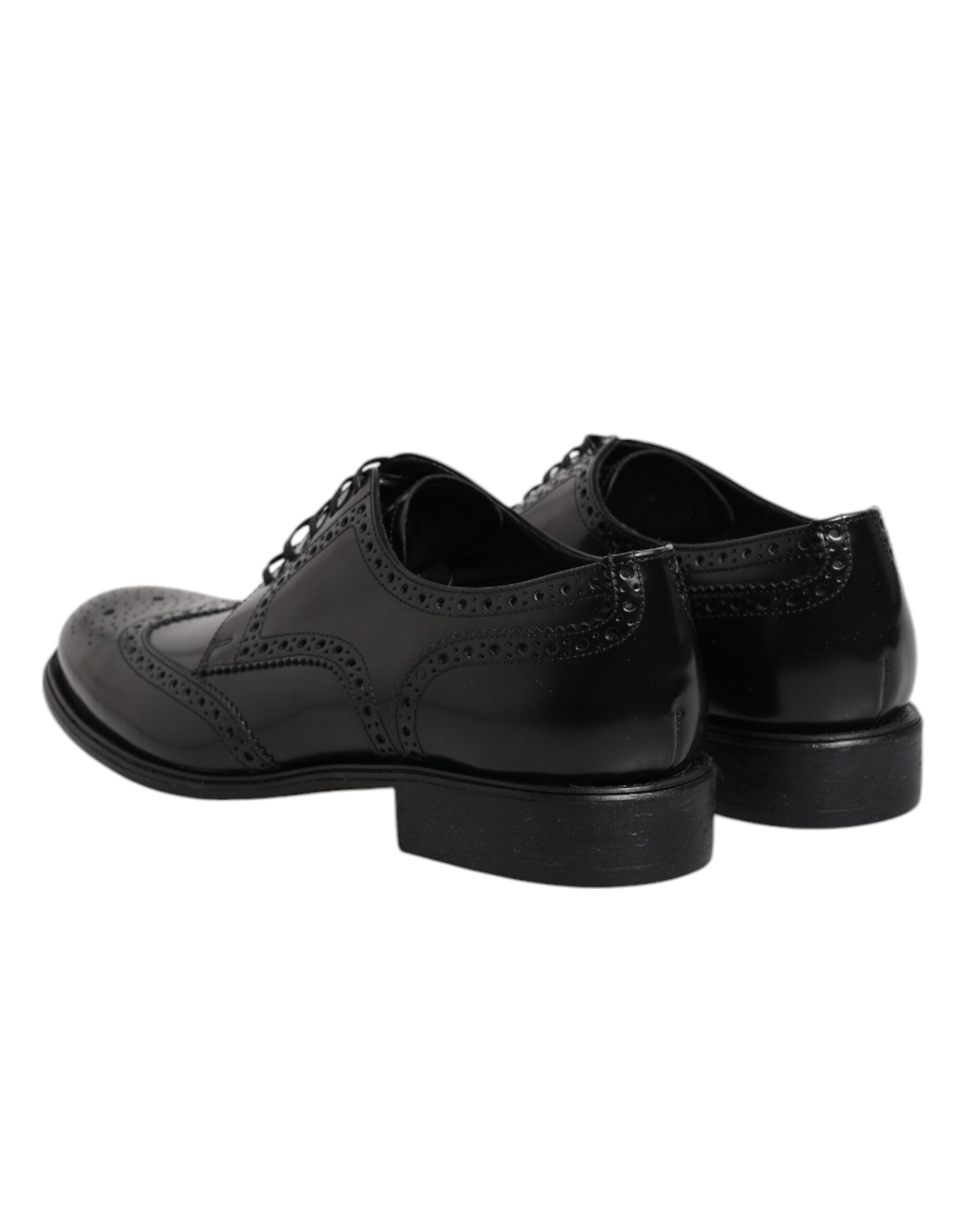 Dolce &amp; Gabbana Black Leather Derby Wingtip Formal Shoes