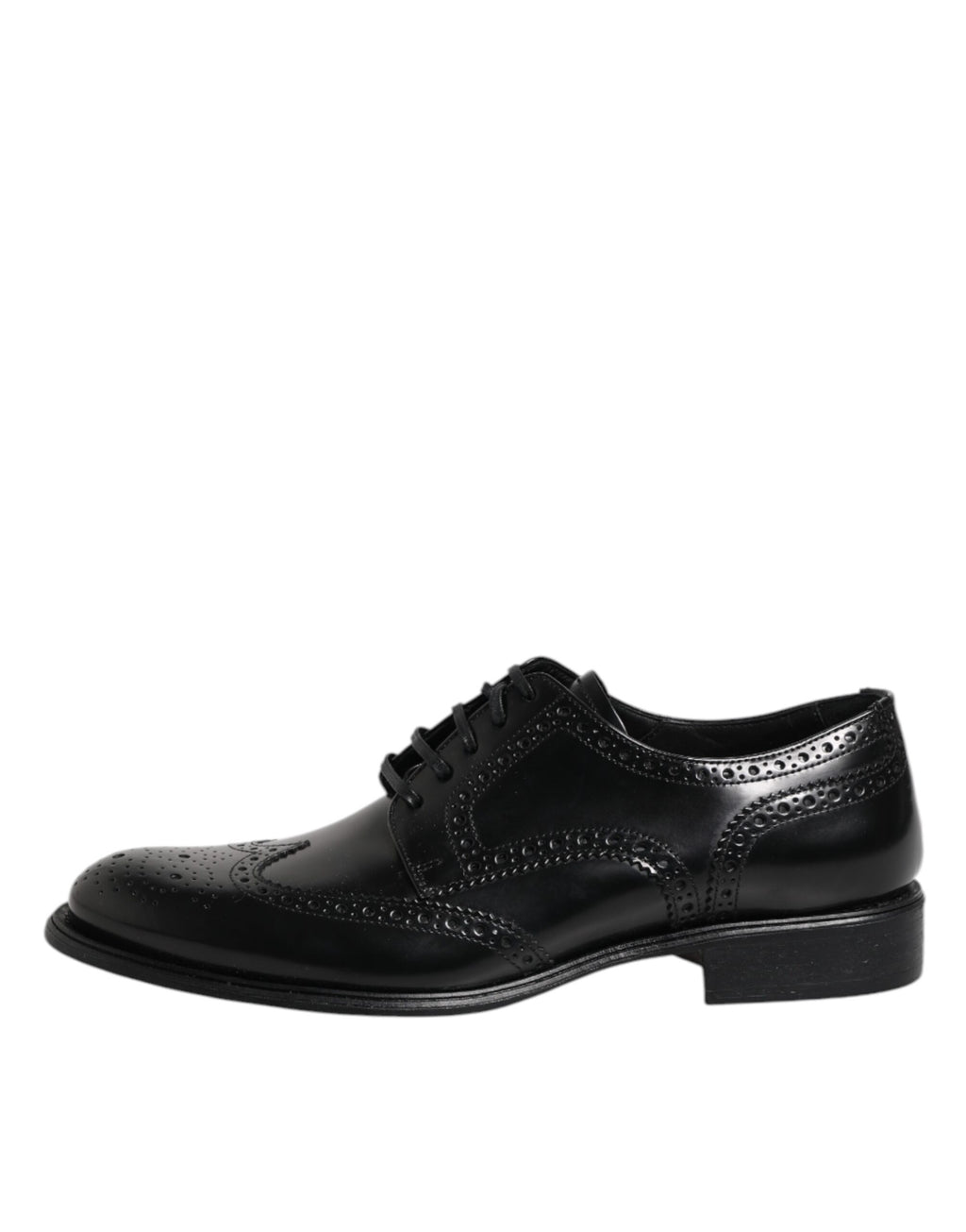 Dolce &amp; Gabbana Black Leather Derby Wingtip Formal Shoes