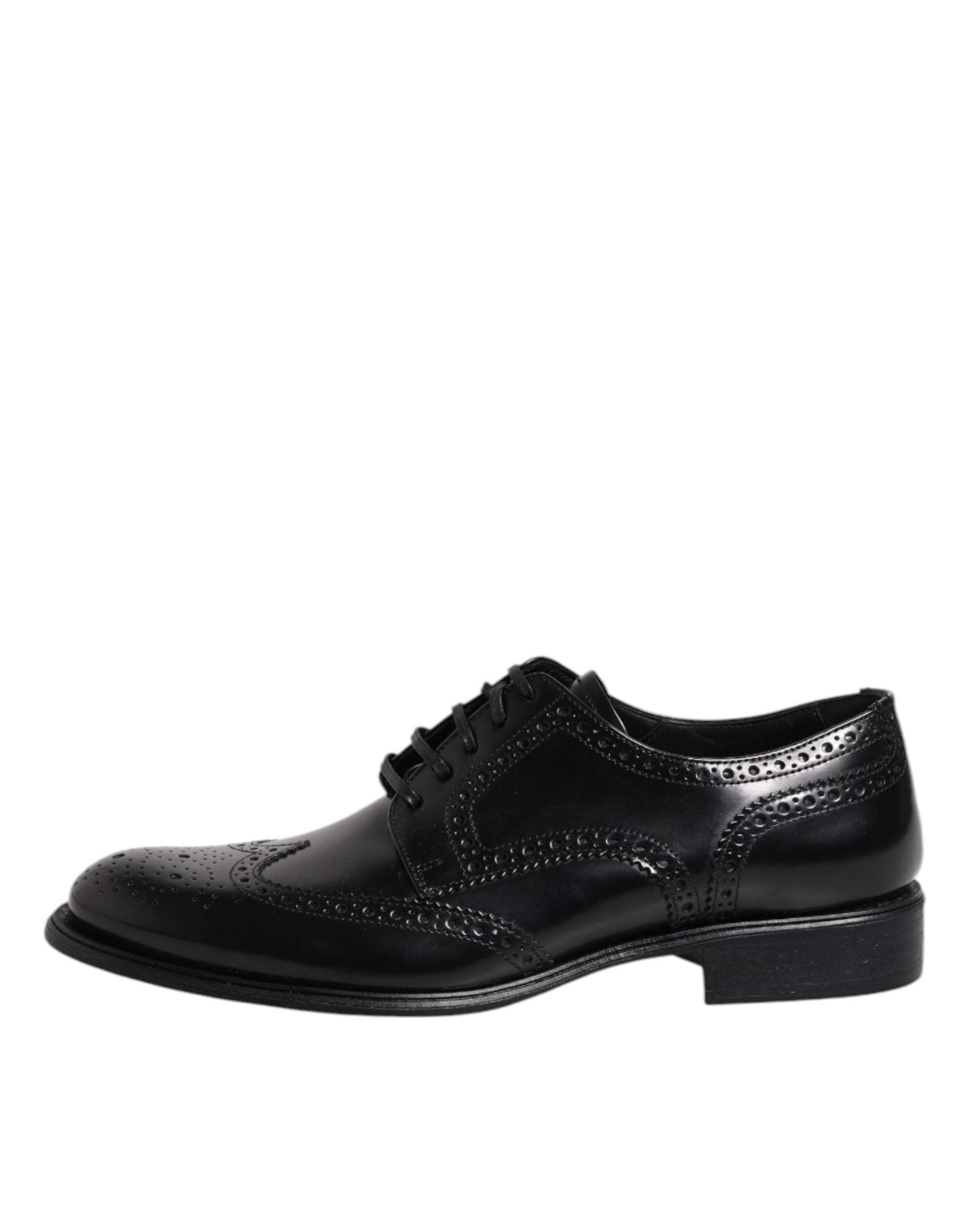 Dolce &amp; Gabbana Black Leather Derby Wingtip Formal Shoes