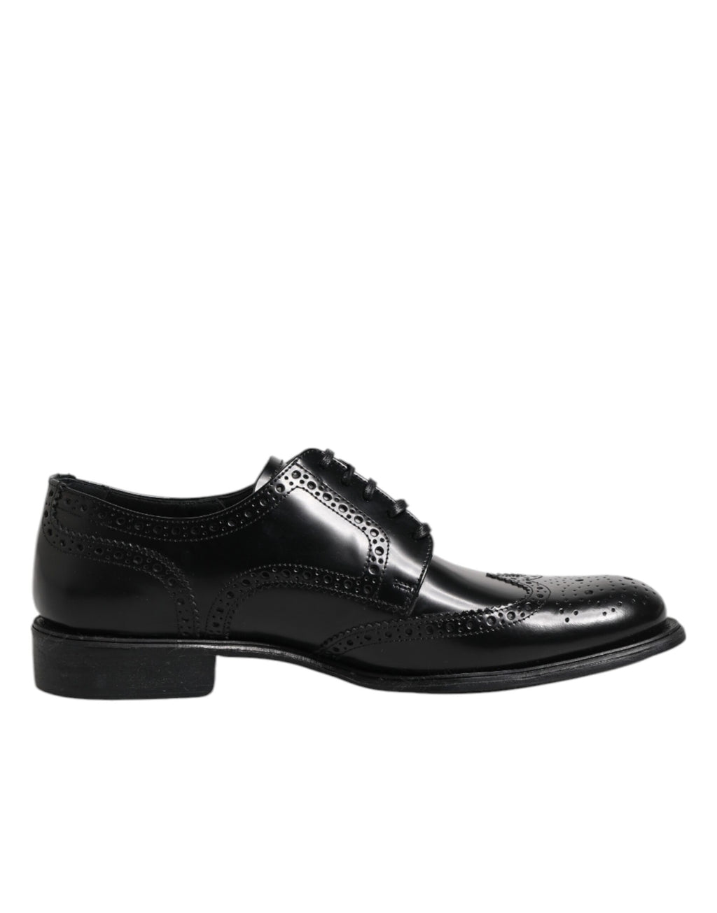 Dolce &amp; Gabbana Black Leather Derby Wingtip Formal Shoes