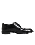 Dolce &amp; Gabbana Black Leather Derby Wingtip Formal Shoes
