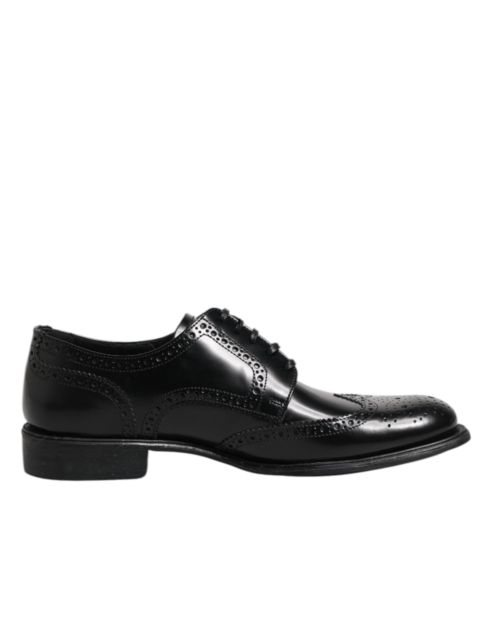 Dolce &amp; Gabbana Black Leather Derby Wingtip Formal Shoes