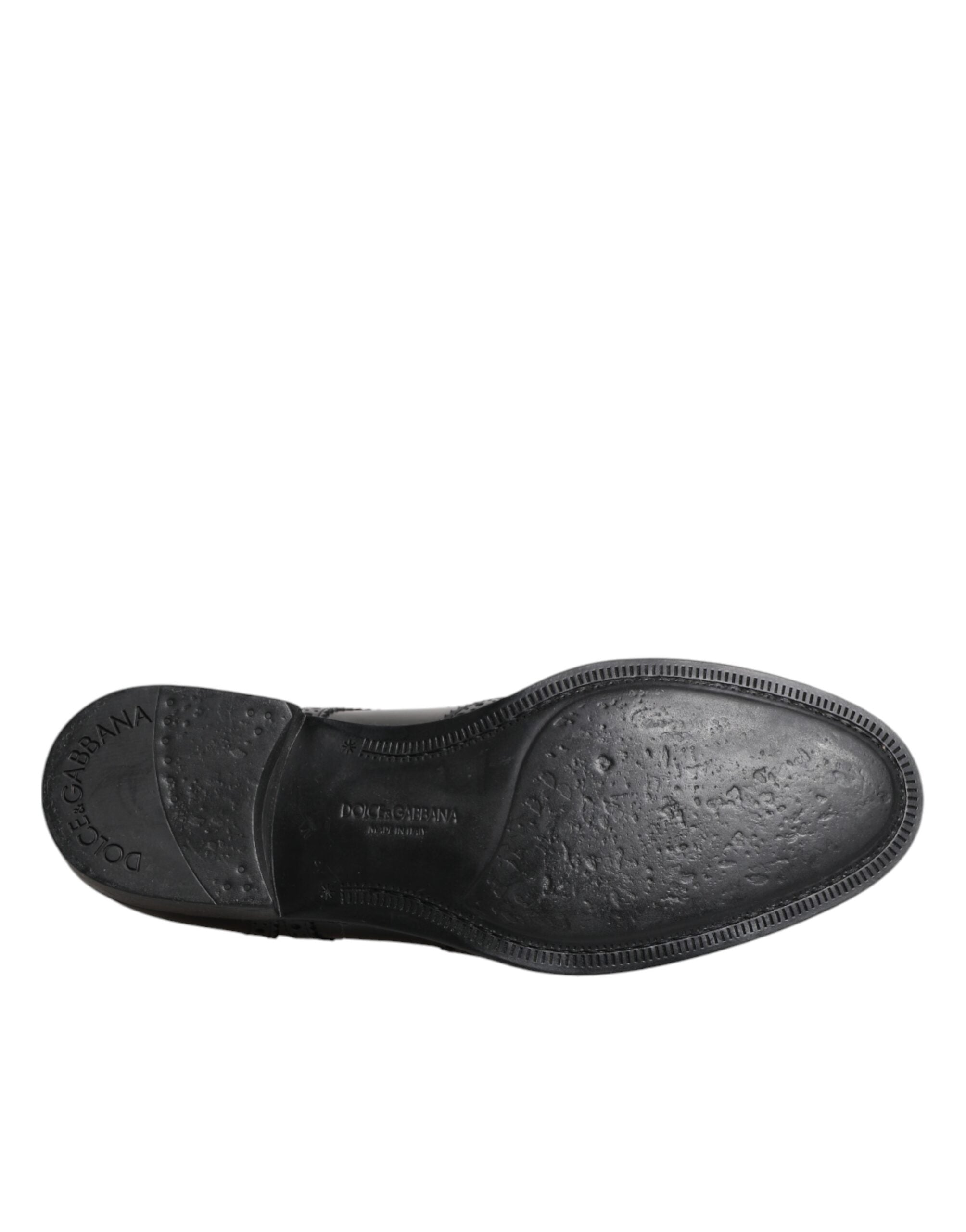 Dolce &amp; Gabbana Black Leather Derby Wingtip Formal Shoes