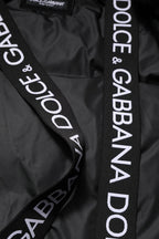 Dolce &amp; Gabbana Black Logo Full Zip Hooded Quilted Jacket