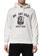 Dolce &amp; Gabbana White Cotton DG ROYAL Print Hooded Sweater