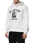 Dolce &amp; Gabbana White Cotton DG ROYAL Print Hooded Sweater
