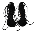 Dolce &amp; Gabbana Black Suede Strap Stilettos Sandals