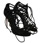 Dolce &amp; Gabbana Black Suede Strap Stilettos Sandals
