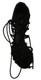 Dolce &amp; Gabbana Black Suede Strap Stilettos Sandals