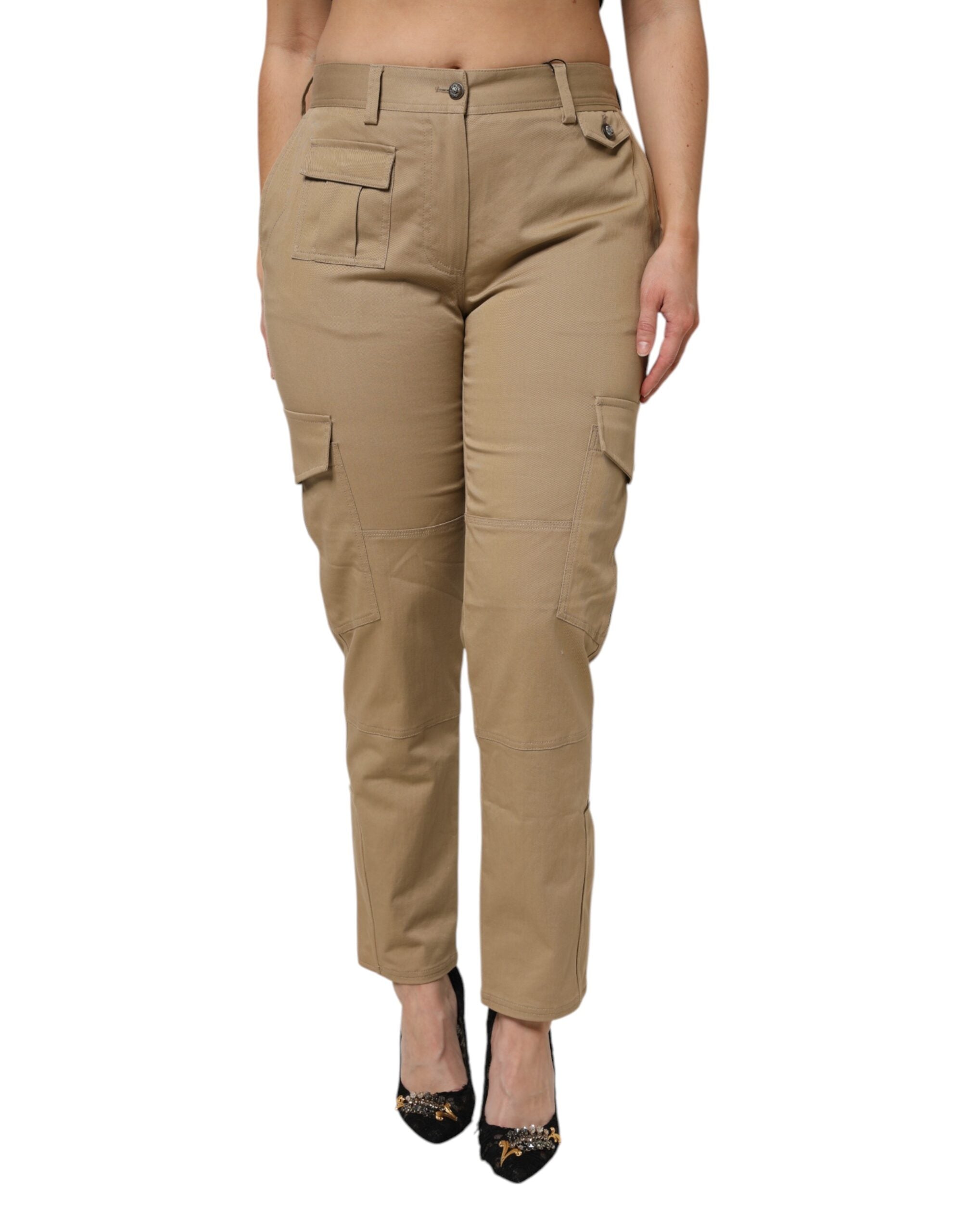 Dolce &amp; Gabbana Brown Cotton Cargo Tapered Pants