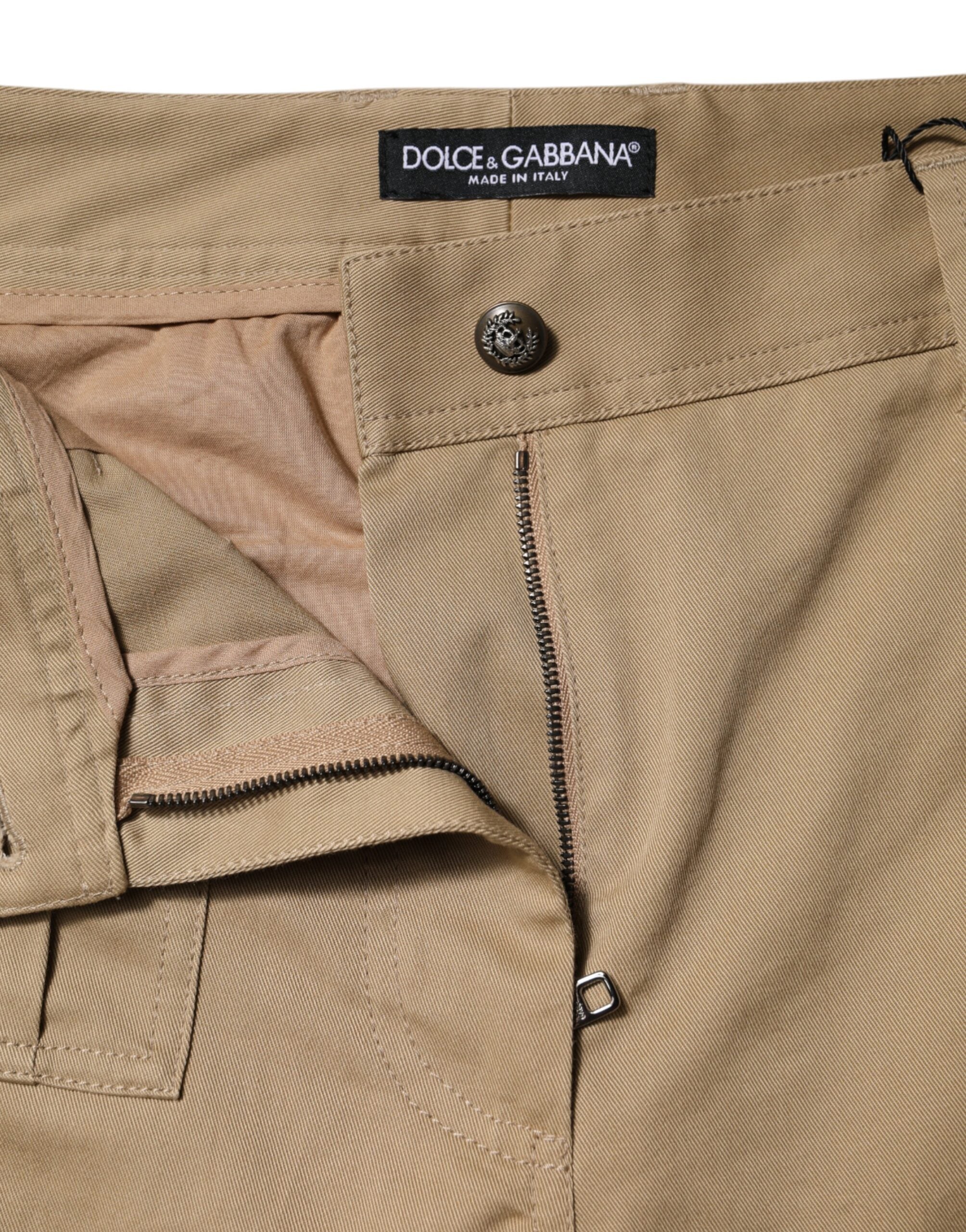 Dolce &amp; Gabbana Brown Cotton Cargo Tapered Pants