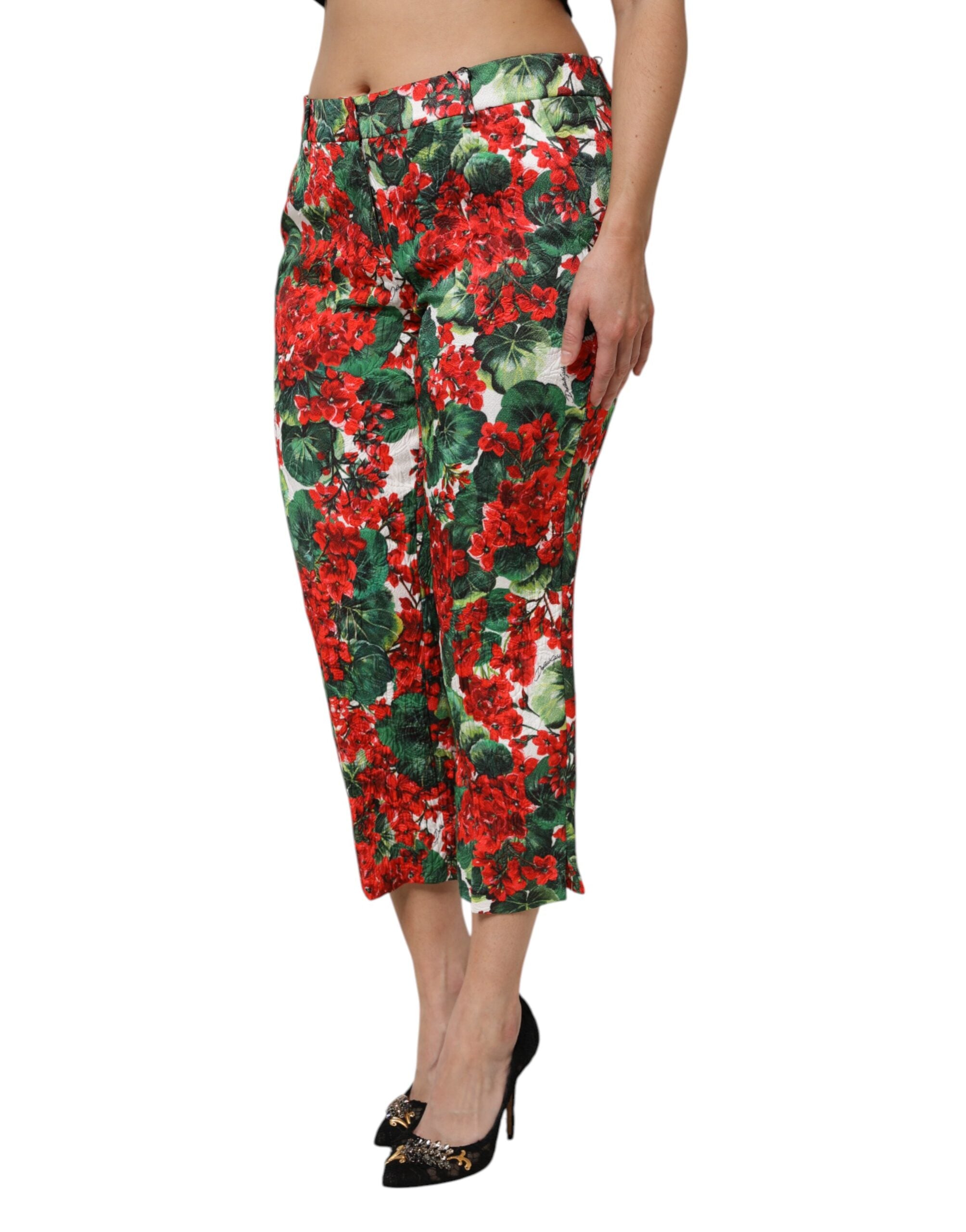 Dolce &amp; Gabbana Multicolor Floral Print Cropped Pants