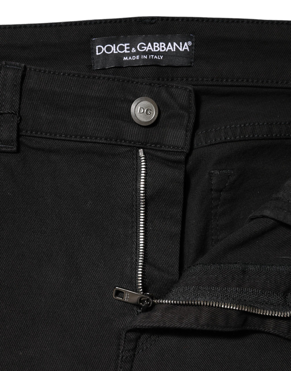 Dolce &amp; Gabbana Black Cotton Mid Waist Denim Jeans