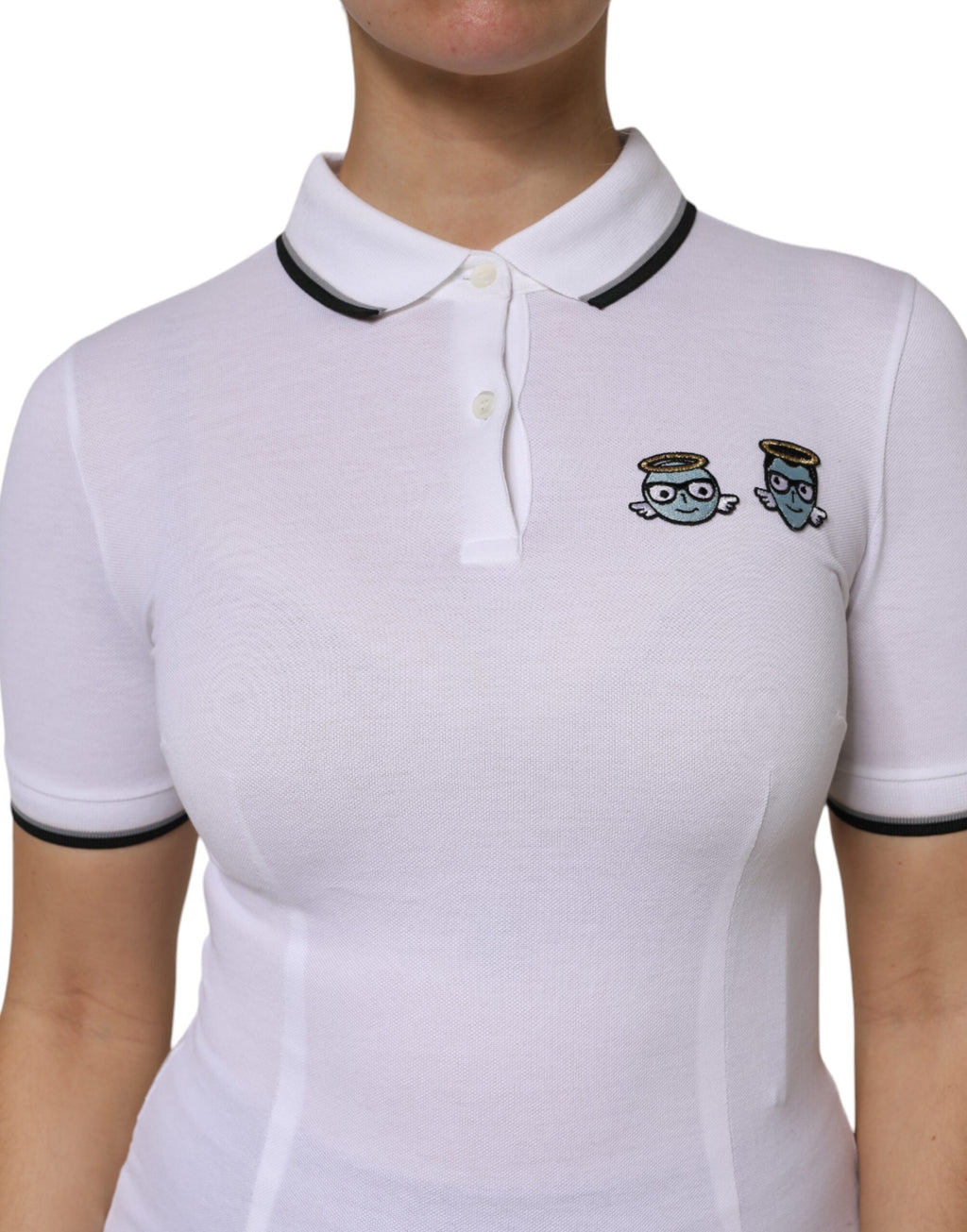 Dolce &amp; Gabbana White Cotton Short Sleeves Collared Polo Top