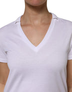 Dolce & Gabbana White Cotton Short Sleeve V-Neck Top T-shirt