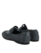 Dolce &amp; Gabbana Blue Woven Leather Slip On Loafers Shoes