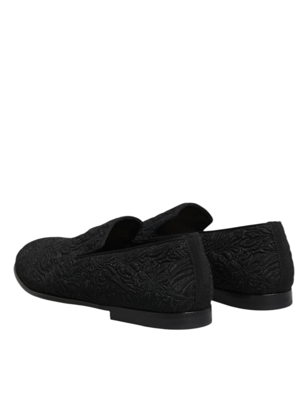 Dolce &amp; Gabbana Black Jacquard Slip On Loafers Formal Shoes