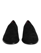 Dolce &amp; Gabbana Black Suede Slip On Loafers Formal Shoes