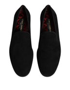 Dolce &amp; Gabbana Black Suede Slip On Loafers Formal Shoes