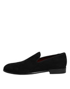 Dolce &amp; Gabbana Black Suede Slip On Loafers Formal Shoes