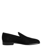 Dolce &amp; Gabbana Black Suede Slip On Loafers Formal Shoes