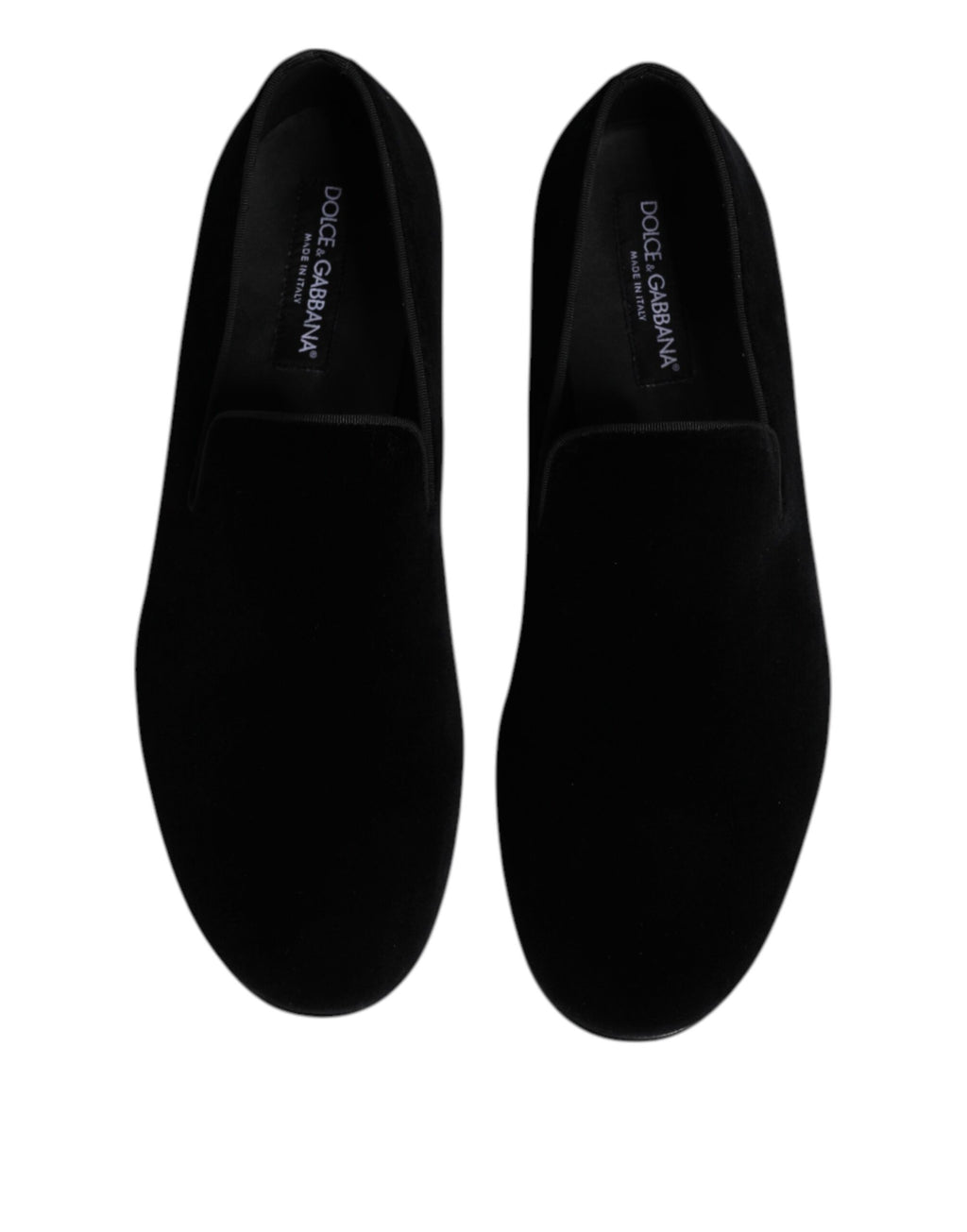 Dolce &amp; Gabbana Black Velvet Slip On Loafers Formal Shoes