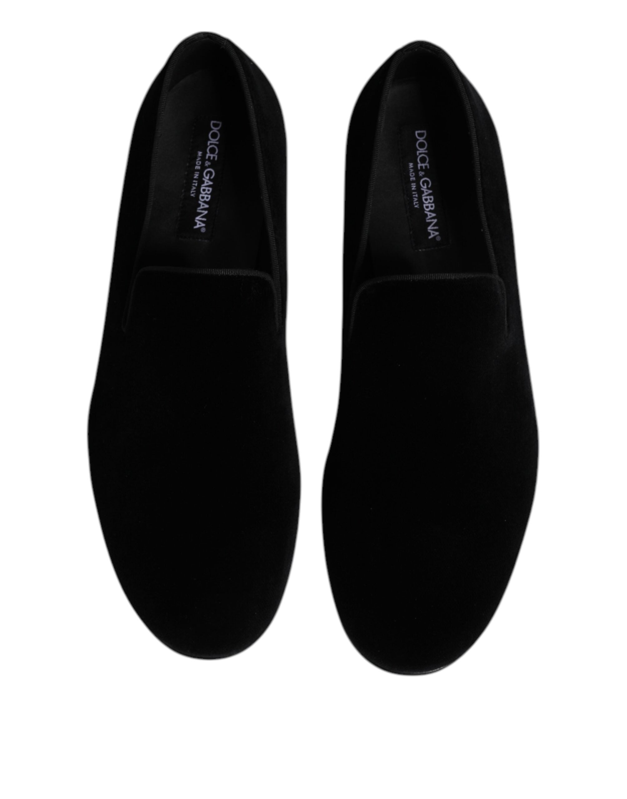 Dolce &amp; Gabbana Black Velvet Slip On Loafers Formal Shoes