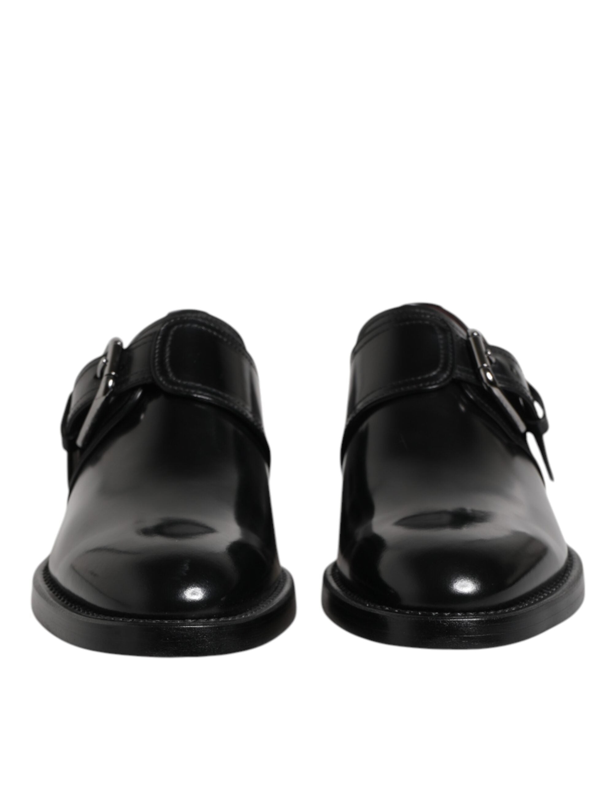 Dolce &amp; Gabbana Black Leather Monk Strap Derby Formal Shoes
