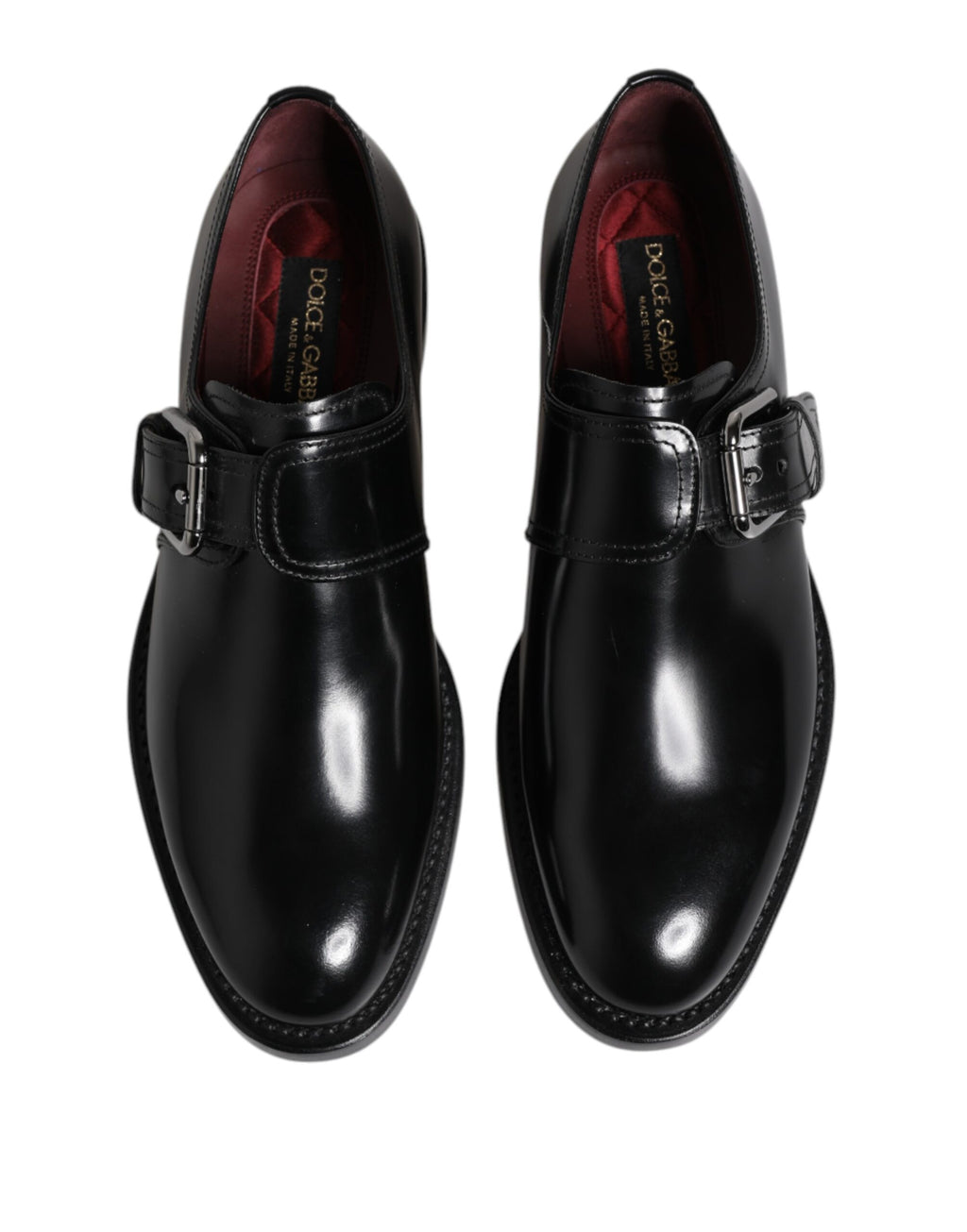 Dolce &amp; Gabbana Black Leather Monk Strap Derby Formal Shoes