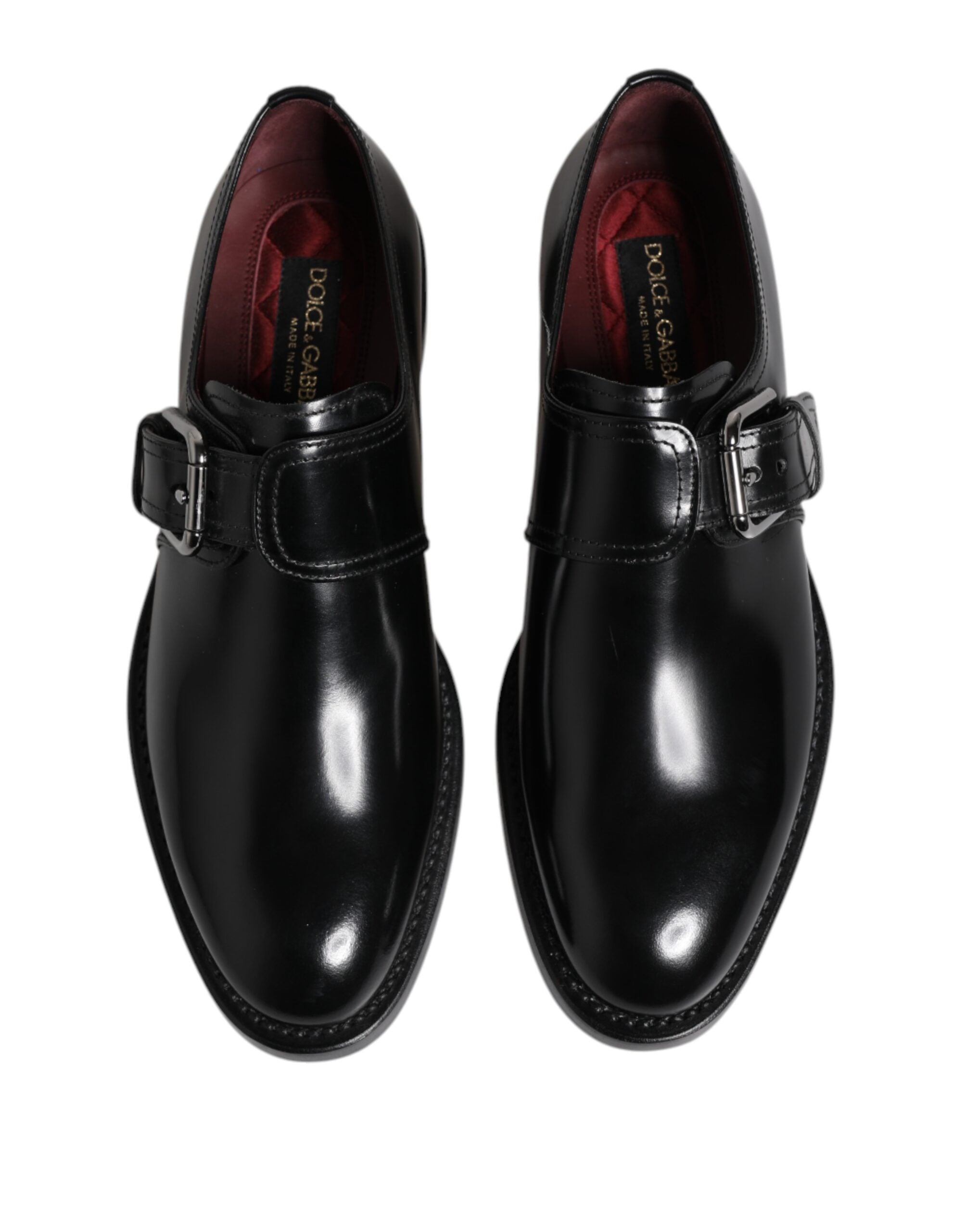 Dolce &amp; Gabbana Black Leather Monk Strap Derby Formal Shoes