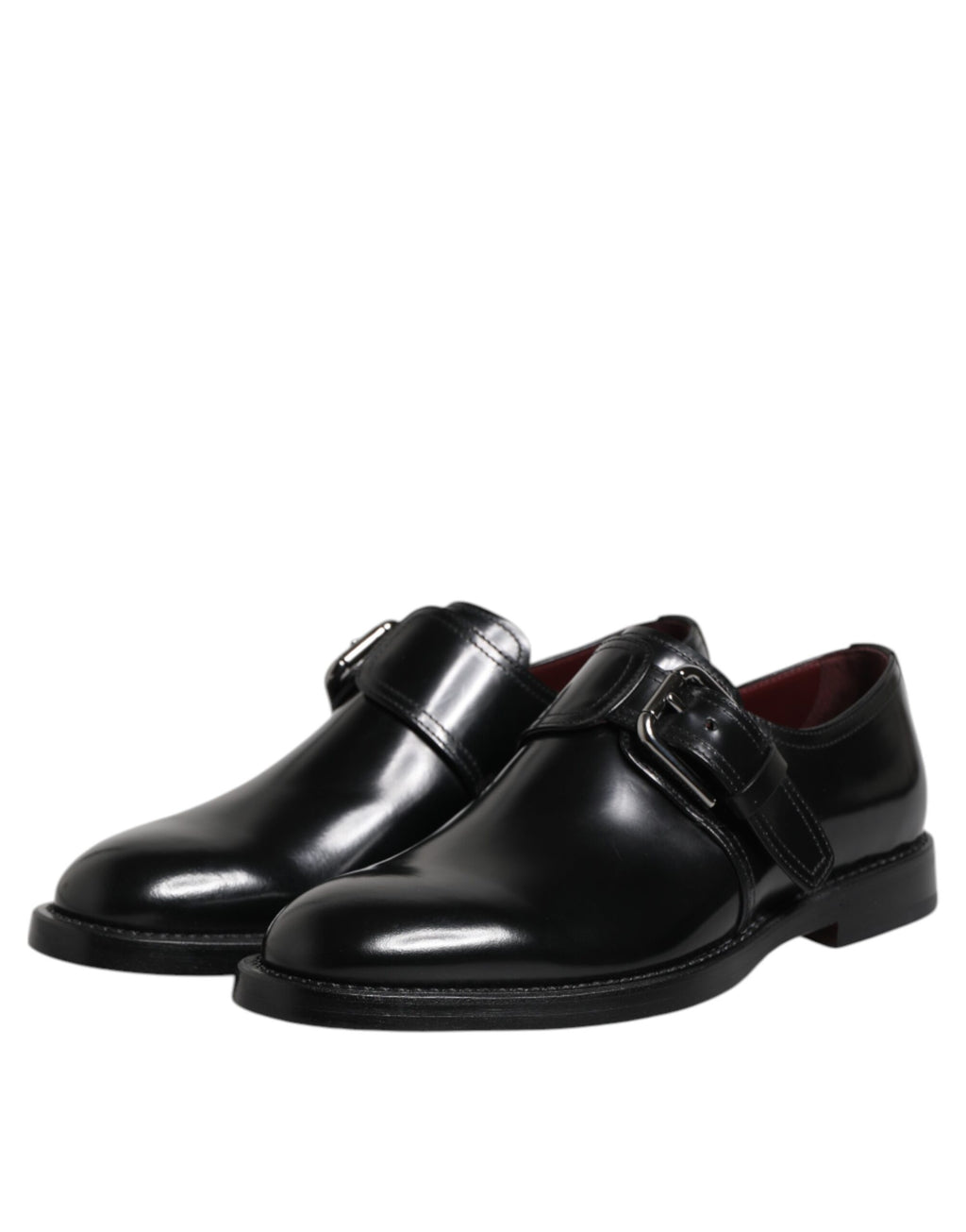 Dolce &amp; Gabbana Black Leather Monk Strap Derby Formal Shoes