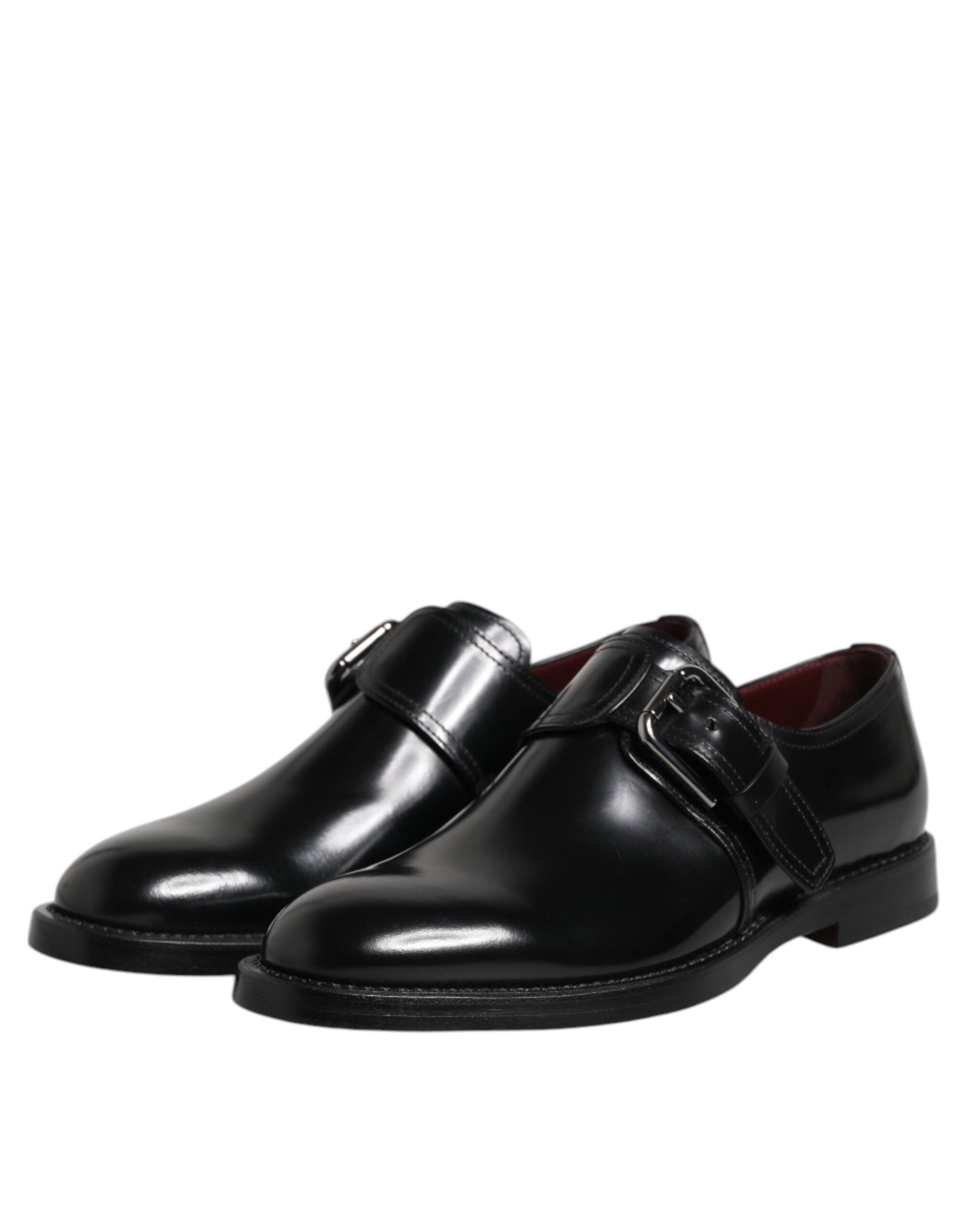 Dolce &amp; Gabbana Black Leather Monk Strap Derby Formal Shoes