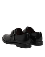 Dolce &amp; Gabbana Black Leather Monk Strap Derby Formal Shoes