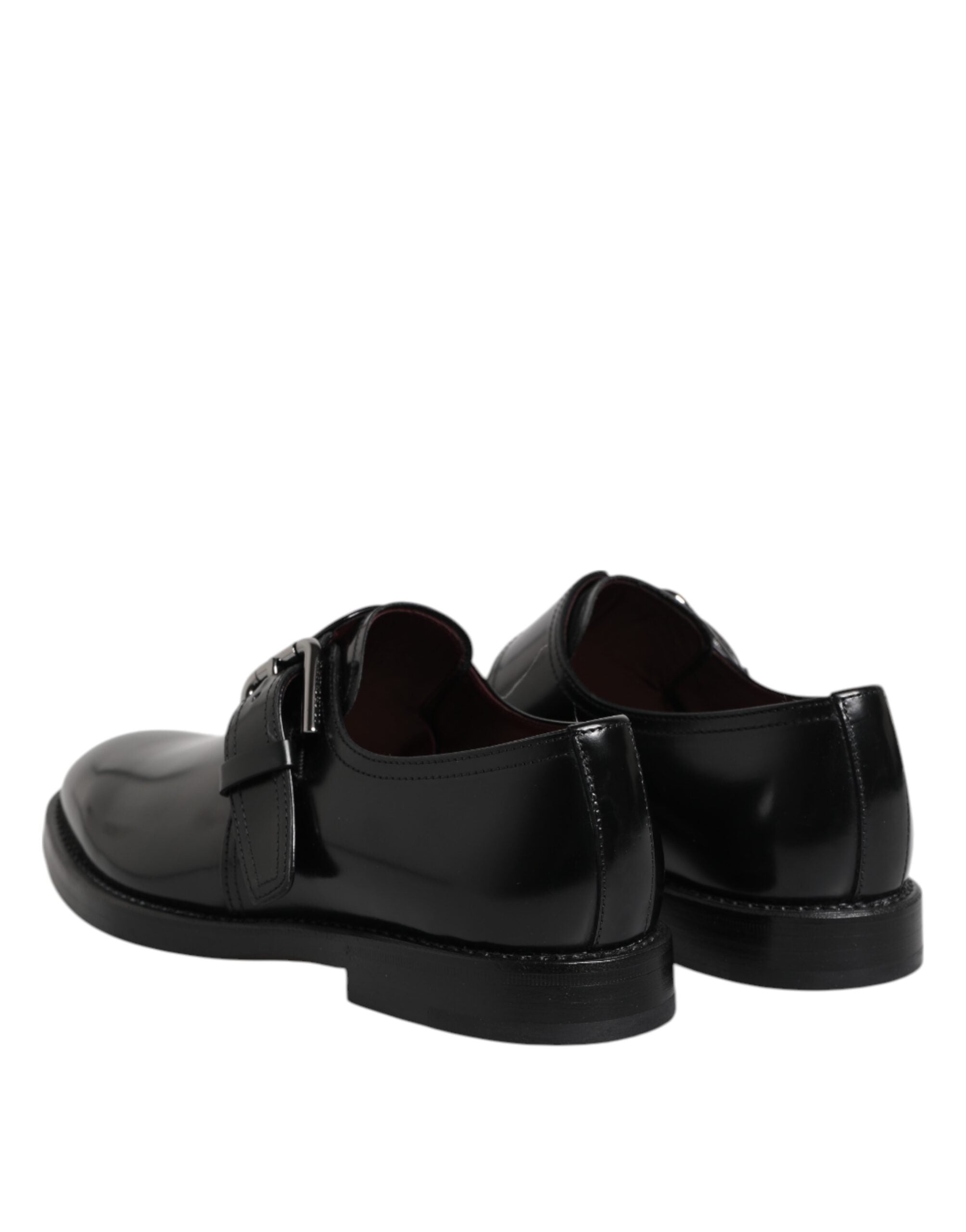 Dolce &amp; Gabbana Black Leather Monk Strap Derby Formal Shoes