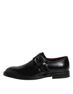 Dolce &amp; Gabbana Black Leather Monk Strap Derby Formal Shoes