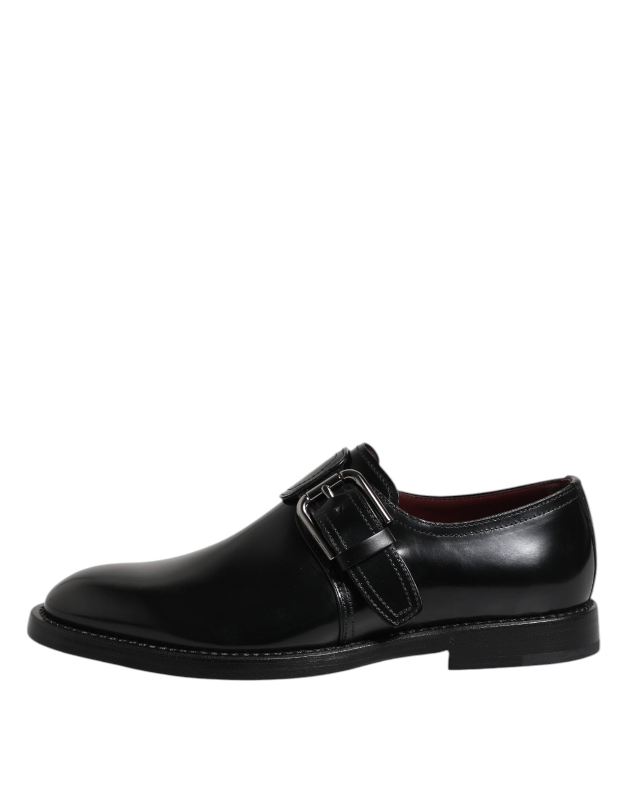 Dolce &amp; Gabbana Black Leather Monk Strap Derby Formal Shoes